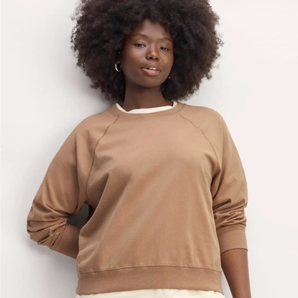 EVERLANE THE OFF-DUTY LONG-SLEEVE TEE IN CHANTERELLE, SIZE SMALL